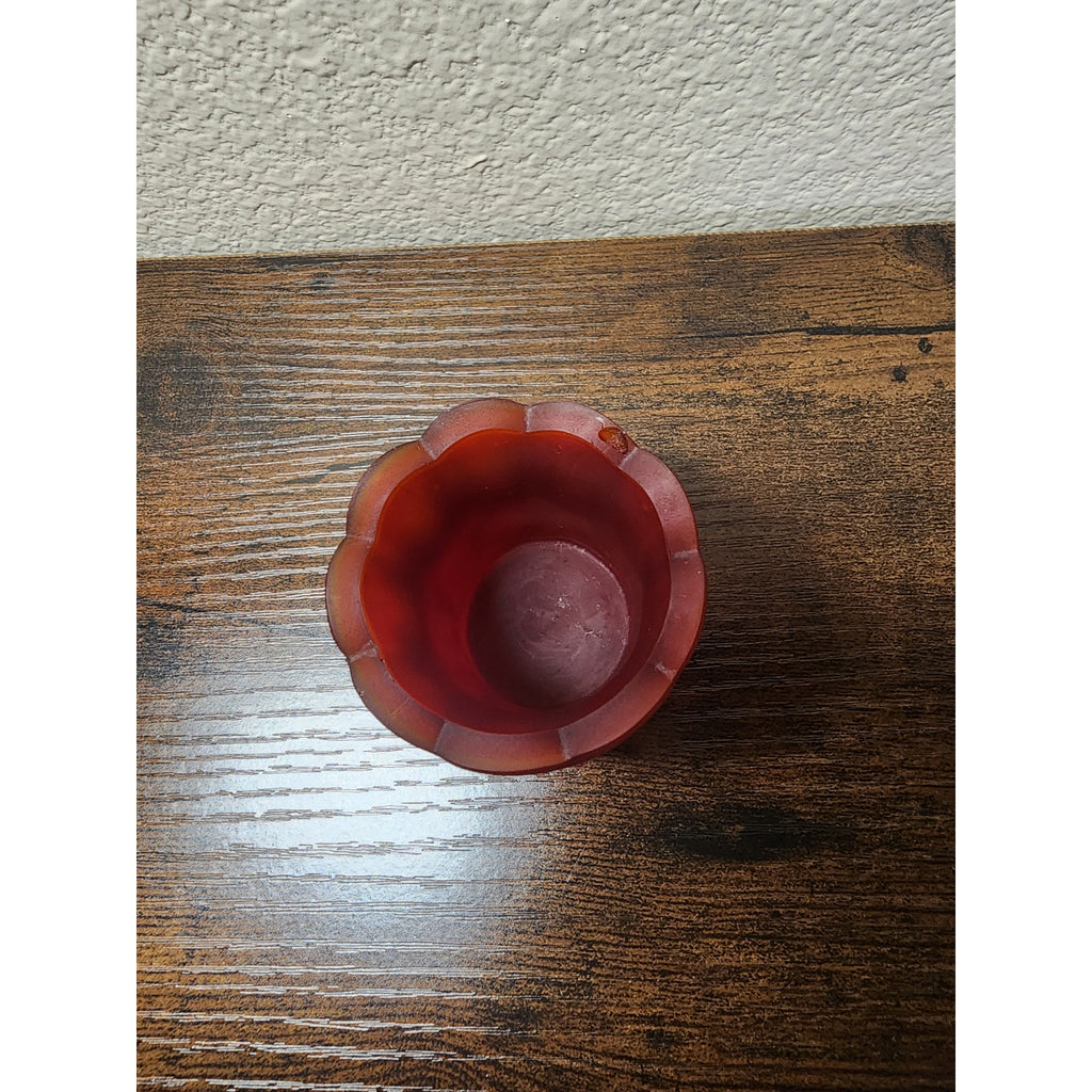Vintage L. E. Smith Satin Ruby UV Votive / Toothpick Holder - Glows Orange #737