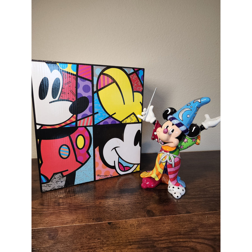 Disney Romero Britto Sorcerer Mickey Mouse Figurine Fantasia Enesco w/ Box 8.75"