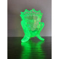 Vintage Boyd Crystal Art Glass Forget Me Not Toothpick Holder - Vaseline Uranium