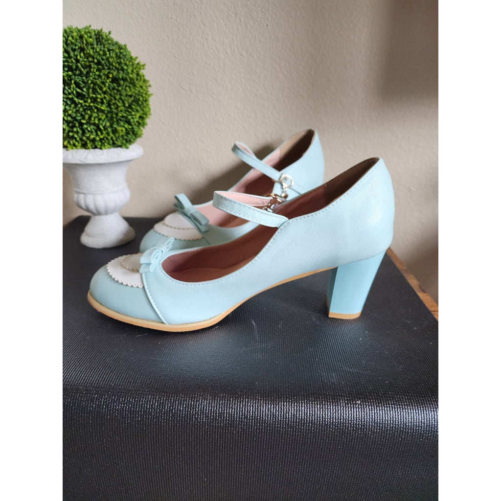 Womens Mary Jane Pumps Shoes Bowknot Block High Heel Cosplay Fashion Size 11