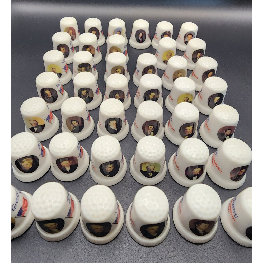 Lot of 41 Vintage Collectible Porcelain Thimbles Featuring US Presidents 1-43