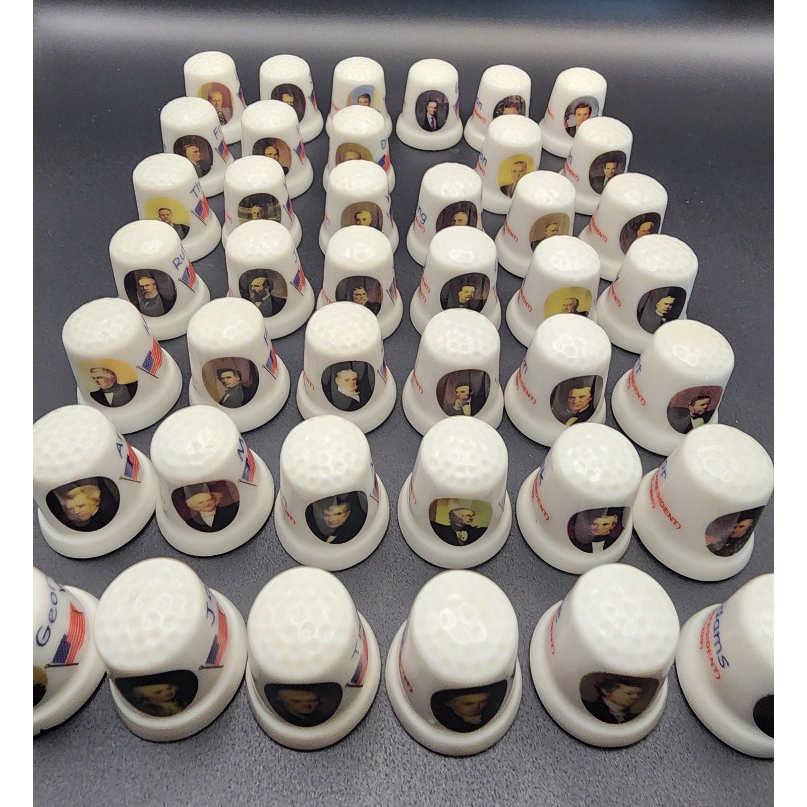 Lot of 41 Vintage Collectible Porcelain Thimbles Featuring US Presidents 1-43