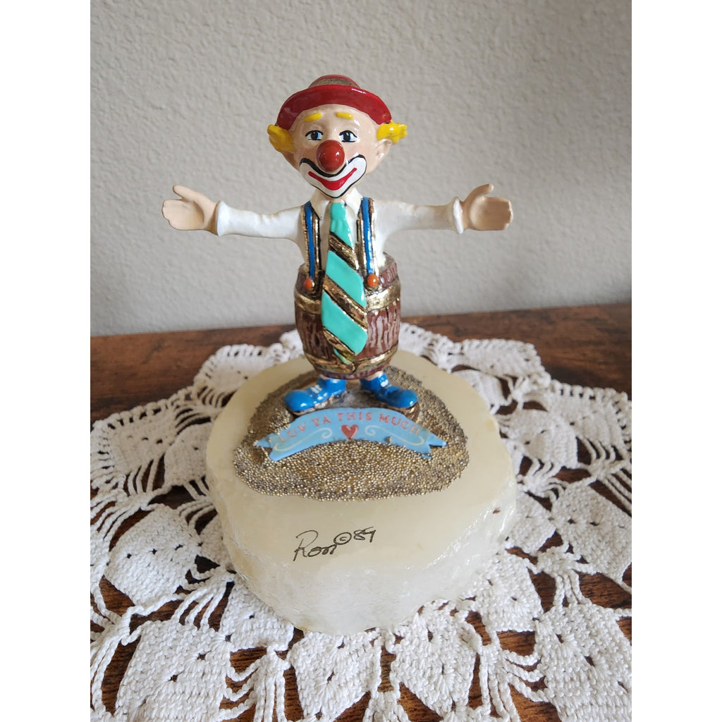 VTG Ron Lee Clown "Luv You This Much" Signed/Dated 1989 Figurine Onyx Base