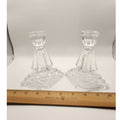 Art Deco Crystal Candle Holders Pair Ernst Buder Fan Glass Taper Candlestick Set