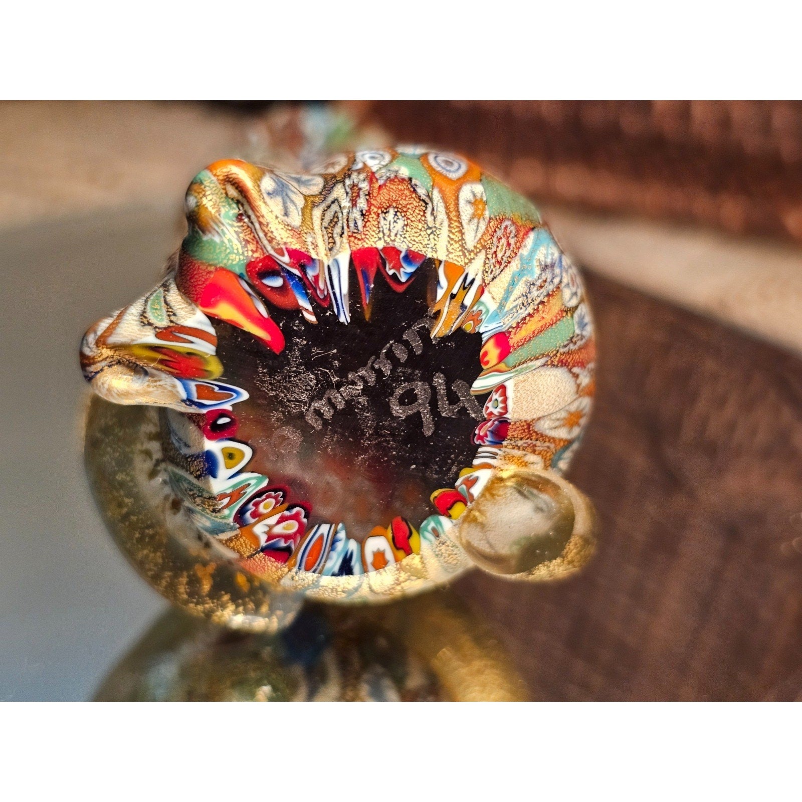 Vintage Murano 1994 Millefiori Beautiful Kitty Cat Figurine Infused with Gold