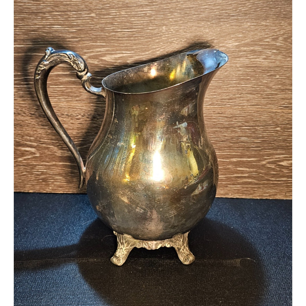 VTG FB Rogers Silver Co Silverplate Water Pitcher Footed w/Ice Guard Vintage EUC