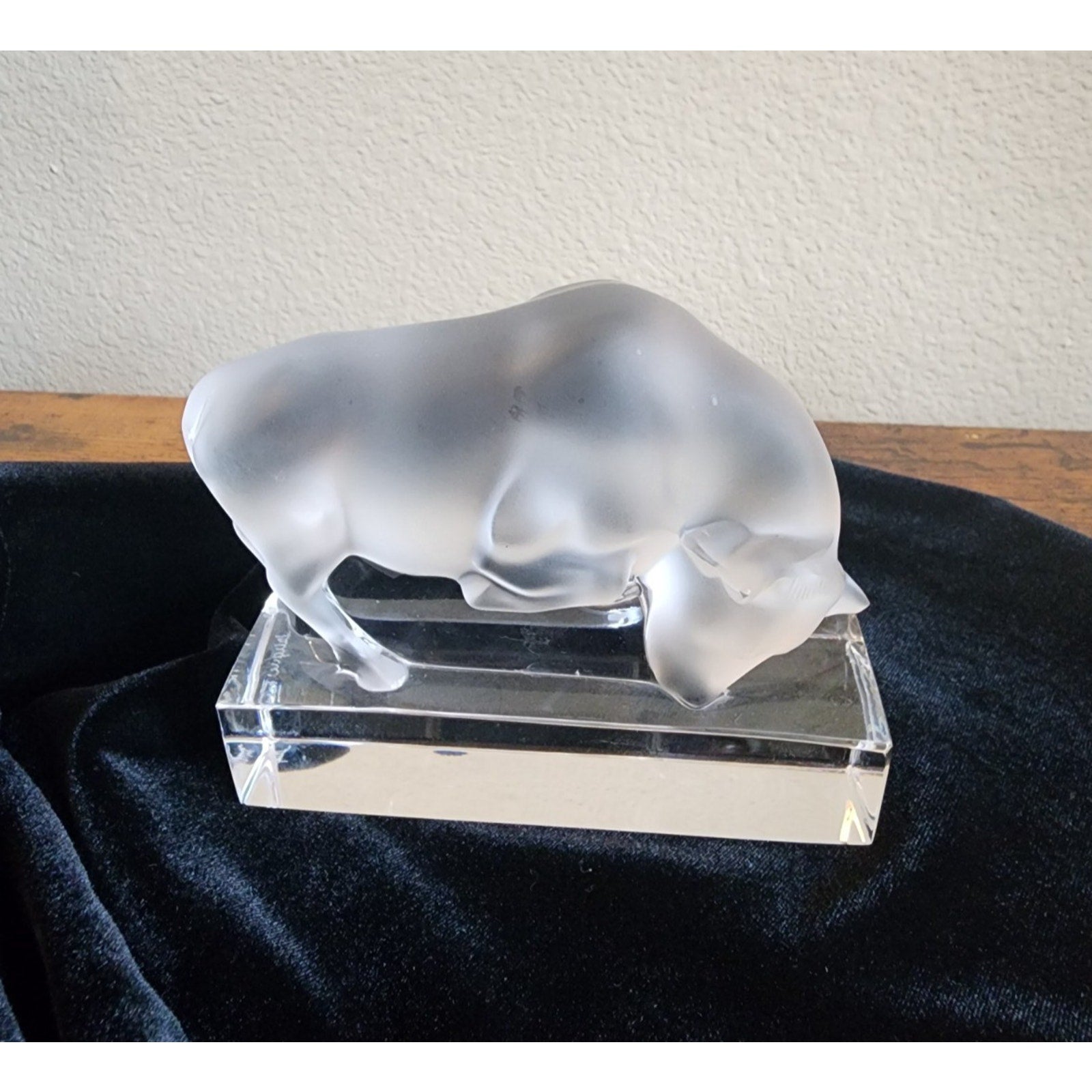 Lalique Crystal Bull Sculpture - French Art Glass Taurus Paperweight Exec Gift