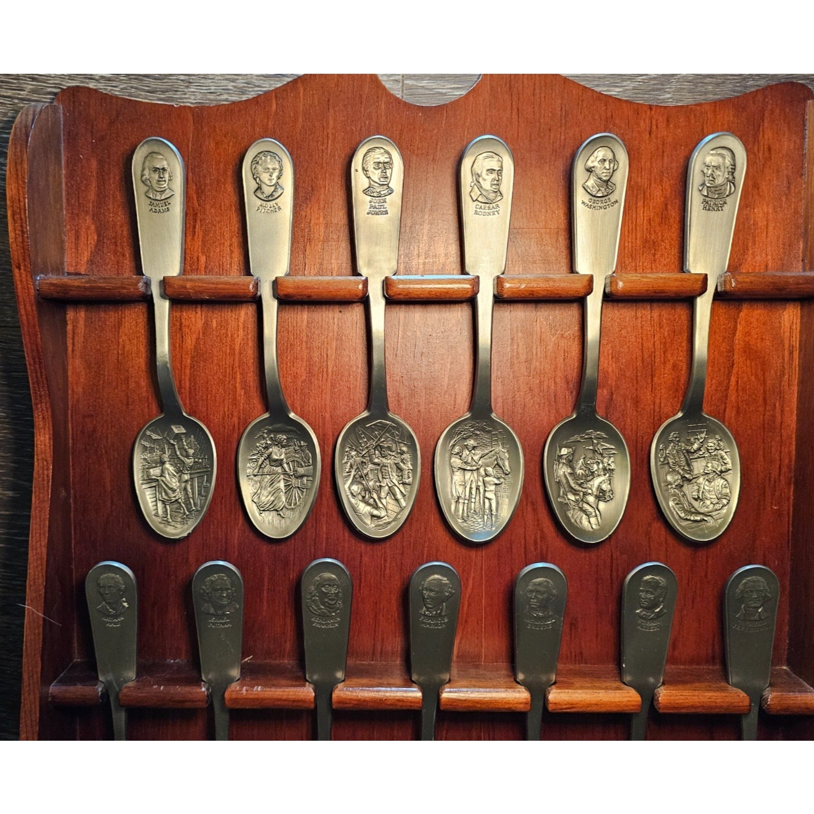 VTG Franklin Mint Founding Fathers Pewter Spoon Collection Complete Set