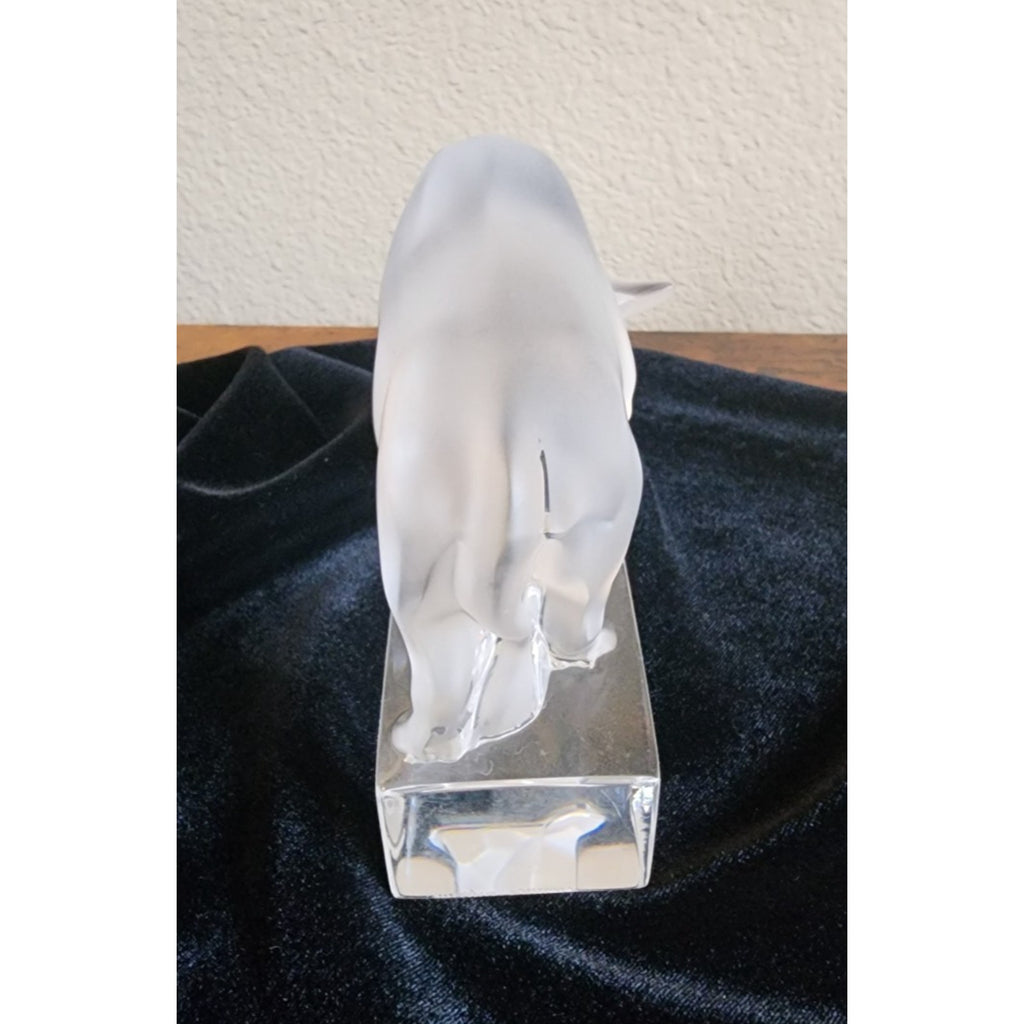 Lalique Crystal Bull Sculpture - French Art Glass Taurus Paperweight Exec Gift