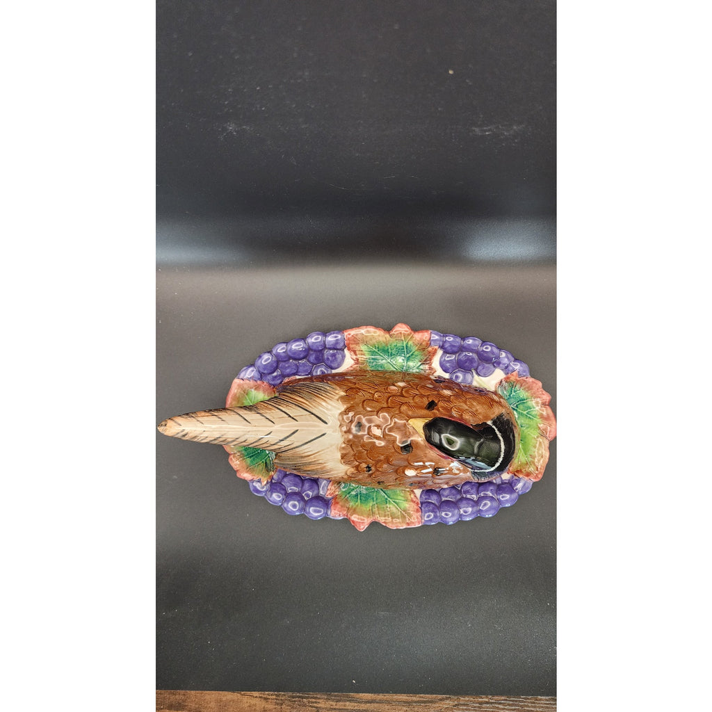 Fitz and Floyd Thanksgiving Pheasant Butter Dish 1993