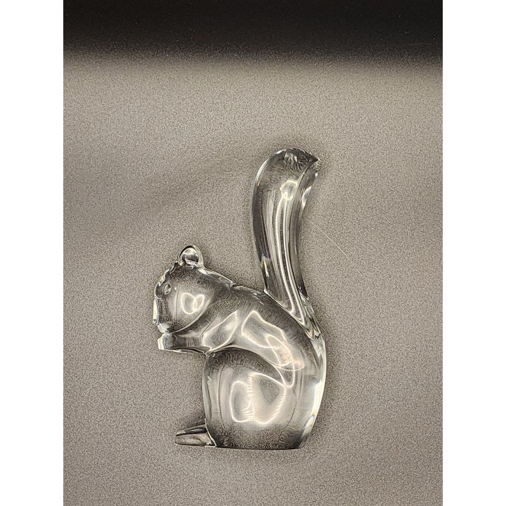 Vintage Baccarat France Clear Lead Crystal Squirrel Sculpture - Stamped