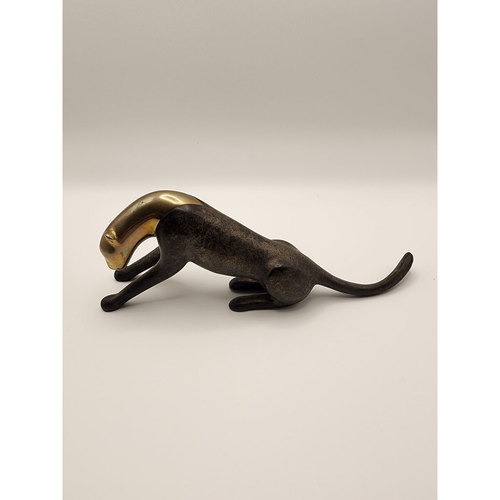 VTG Loet Vanderveen Brass / Bronze Sculpture "Cheetah, Classic Stretching" #380