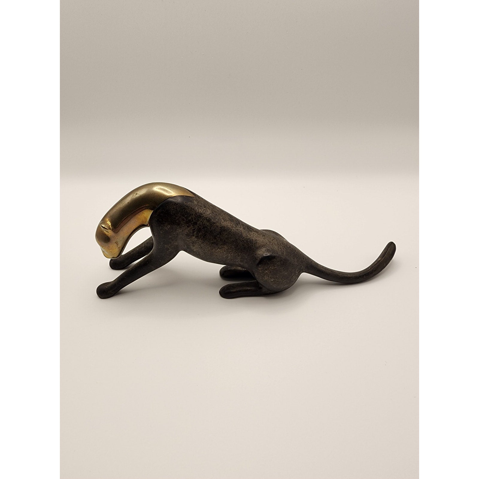 VTG Loet Vanderveen Brass / Bronze Sculpture "Cheetah, Classic Stretching" #380