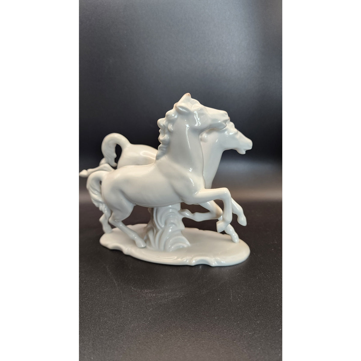 Vintage Wallendorf Kurt Steiner White Porcelain Galloping Horses Figurine 1169