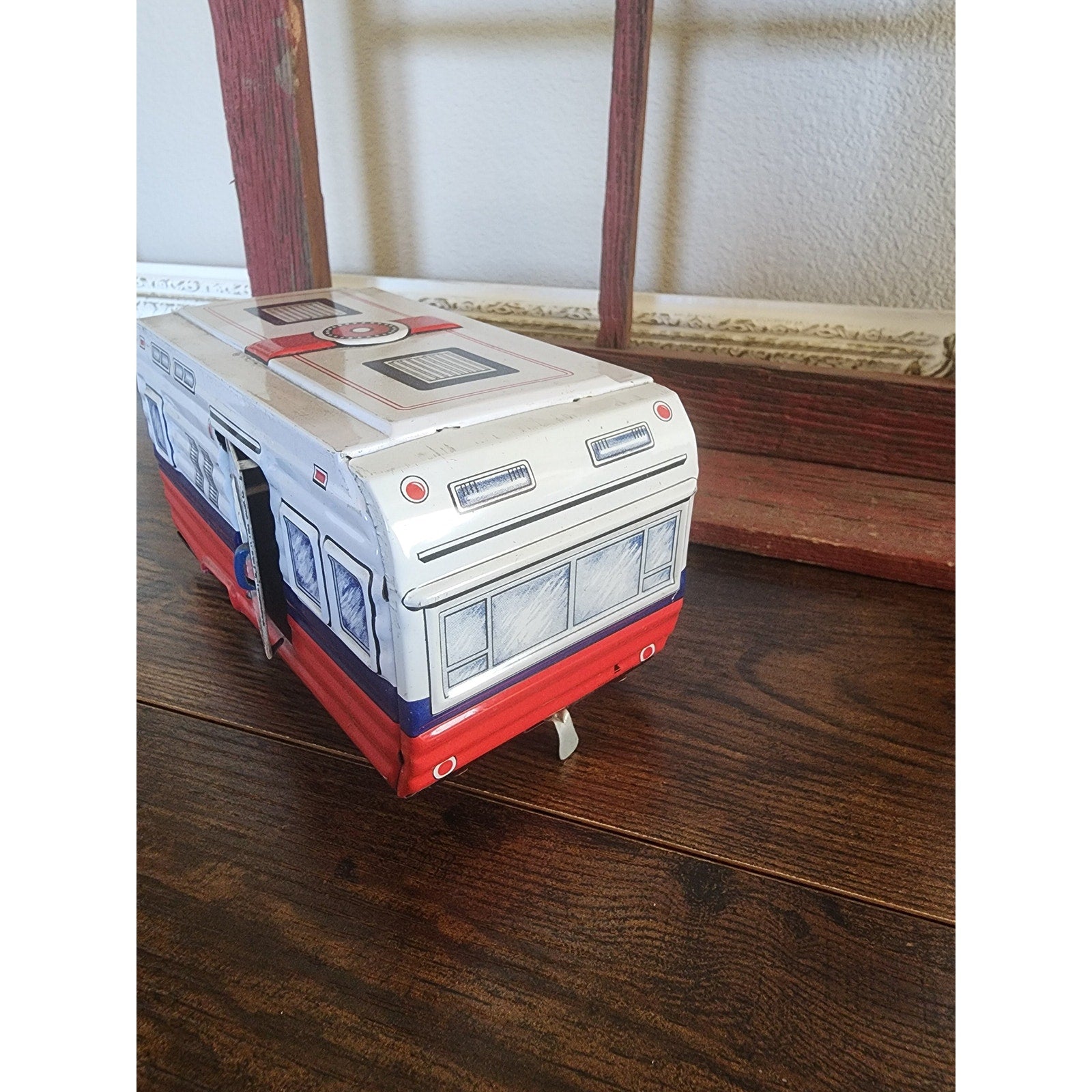 1960s Lithographed Tin Toy Ford Galaxie Car & Camping Trailer Set