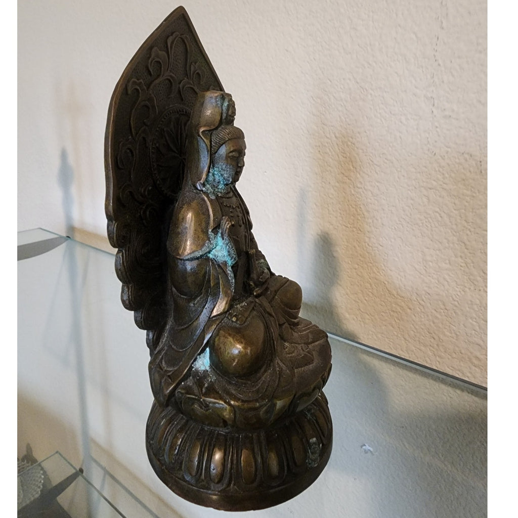 Vintage Tibetan Bronze Guanyin Boddhisattva Buddhism Statue