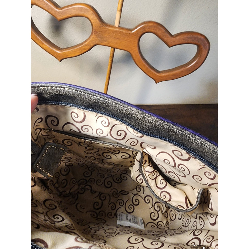Nativo Concealed Carry PU Leather Embroidered Horse Crossbody Purse Purple NWT