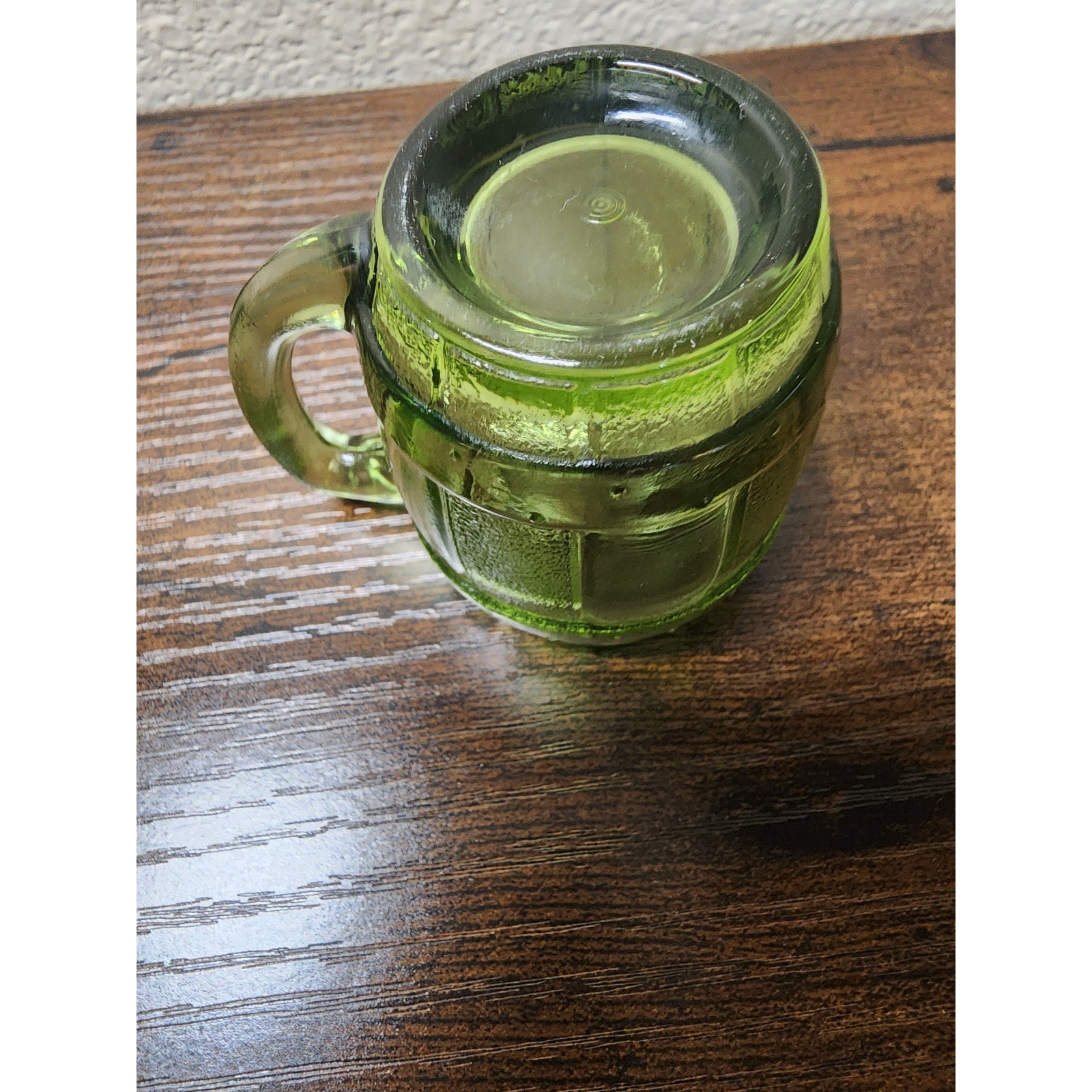 Vintage 1970s Hazel Atlas Barrel Shot Glass / Toothpick Holder Green