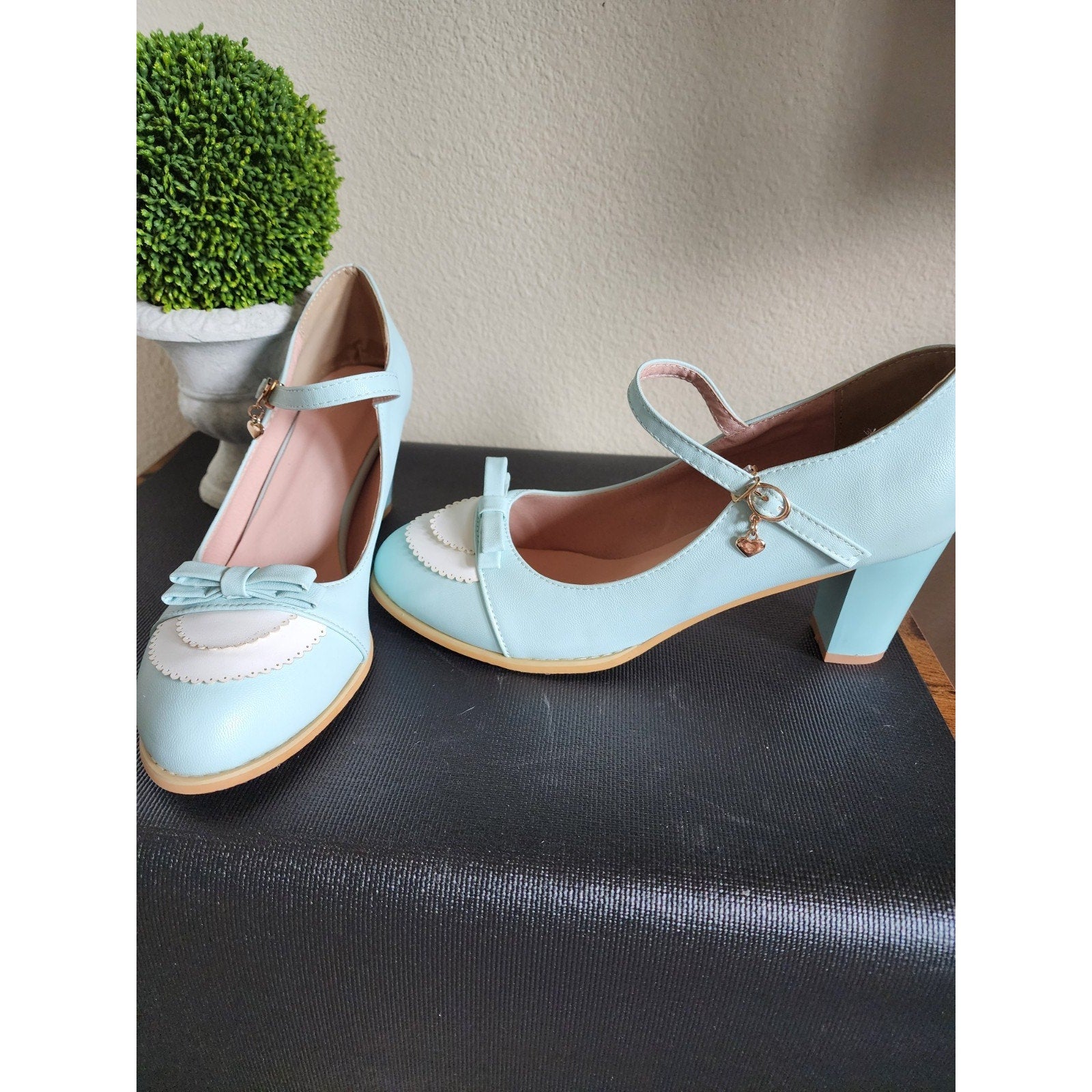 Womens Mary Jane Pumps Shoes Bowknot Block High Heel Cosplay Fashion Size 11