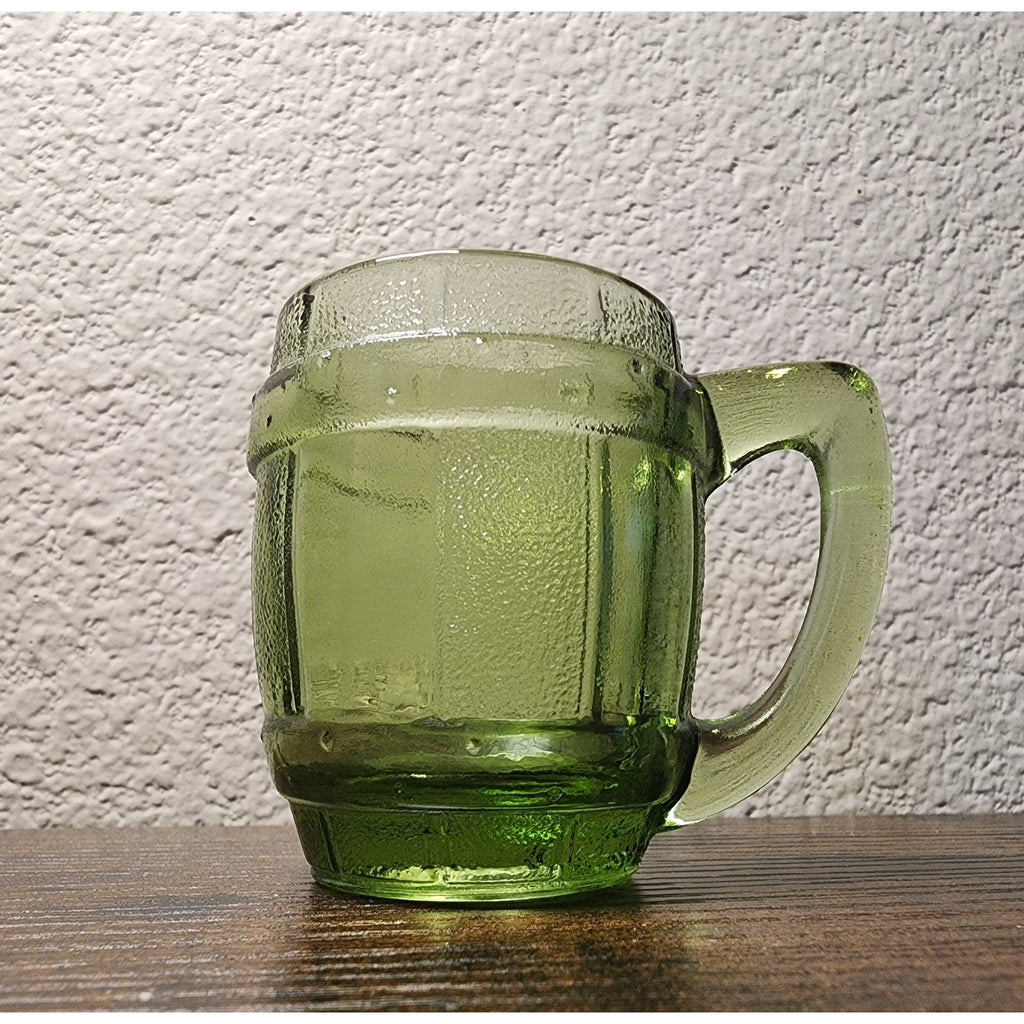Vintage 1970s Hazel Atlas Barrel Shot Glass / Toothpick Holder Green