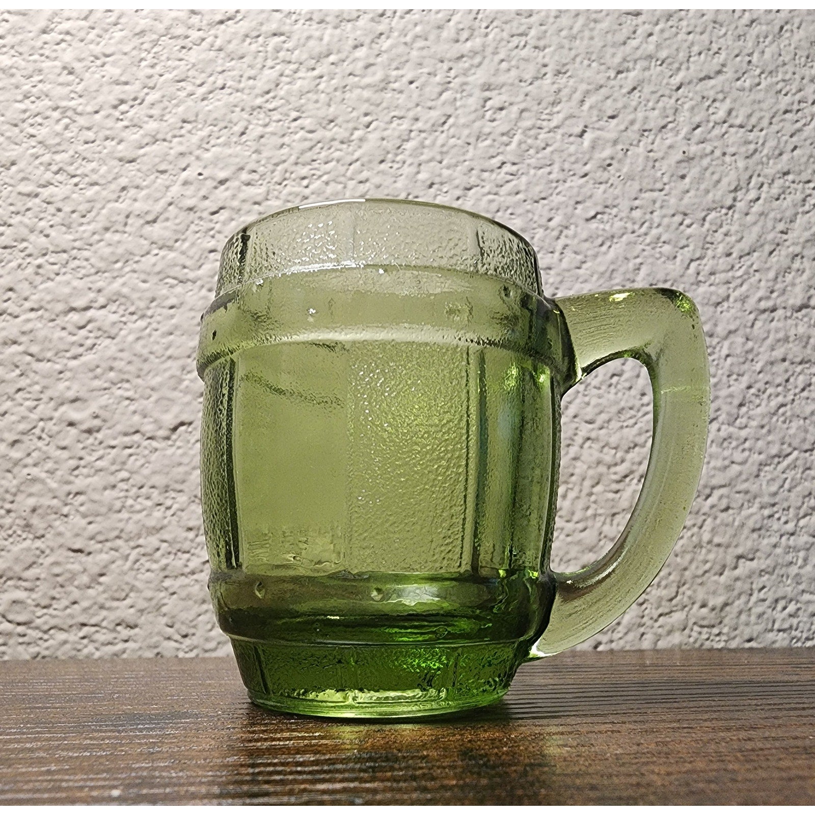 Vintage 1970s Hazel Atlas Barrel Shot Glass / Toothpick Holder Green