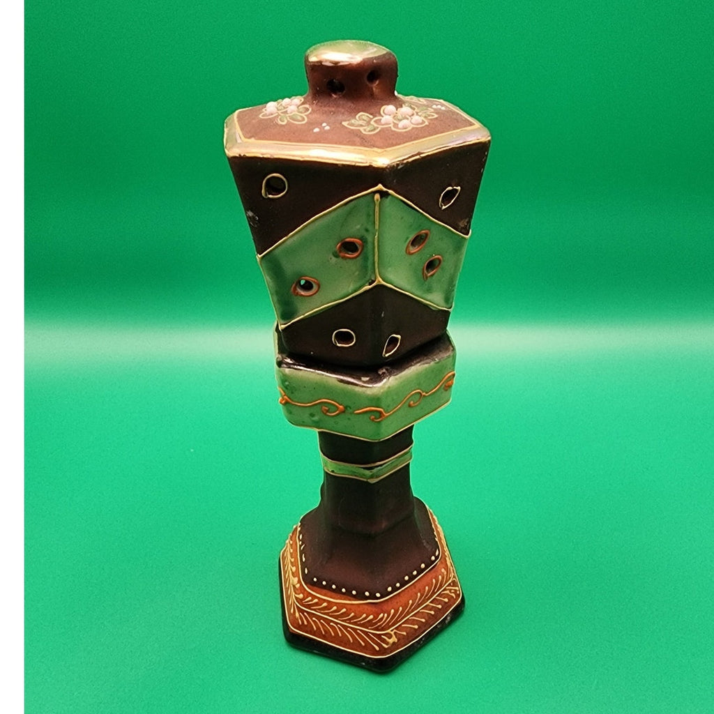 Vintage Japanese Moriage Pagoda Ceramic Incense Burner