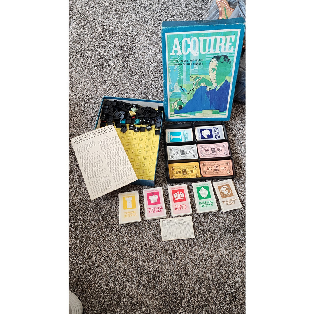 Acquire Board Game - by Avalon Hill 1976 Bookshelf Edition High Finance Adventure