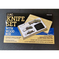 3 pc Knife Set with Wood Box with Pakkawood Handles and Stainless steel blades