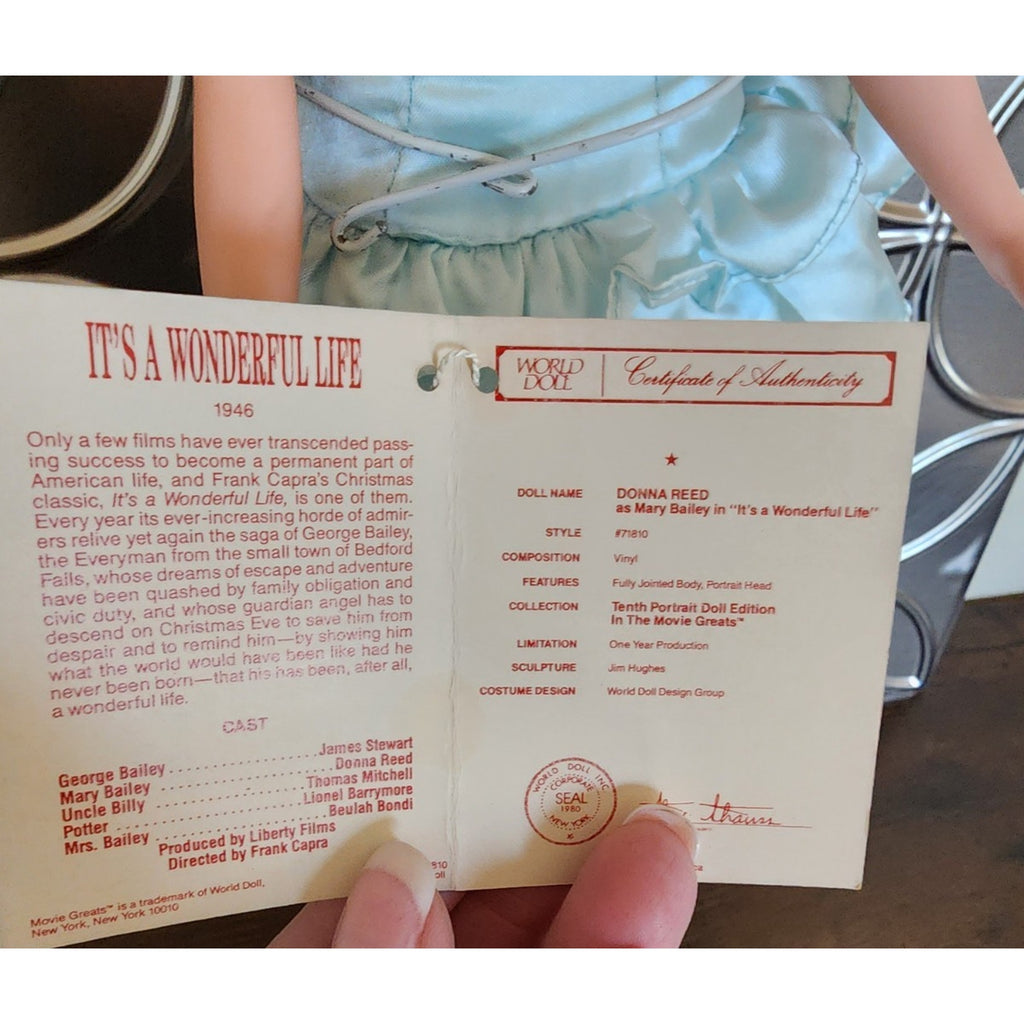 Donna Reed Mary Bailey 19" Doll 1991 It's a Wonderful Life w/Stand Collectible
