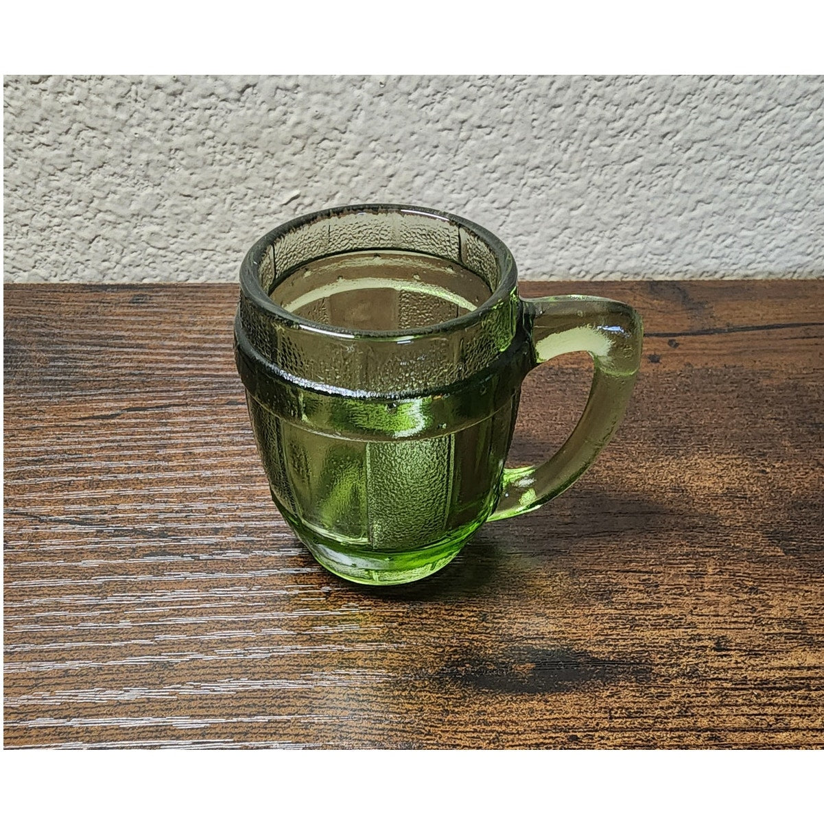 Vintage 1970s Hazel Atlas Barrel Shot Glass / Toothpick Holder Green
