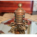 Vintage Tibetan Buddhist Prayer Wheel - Copper / Brass / Embedded Stones