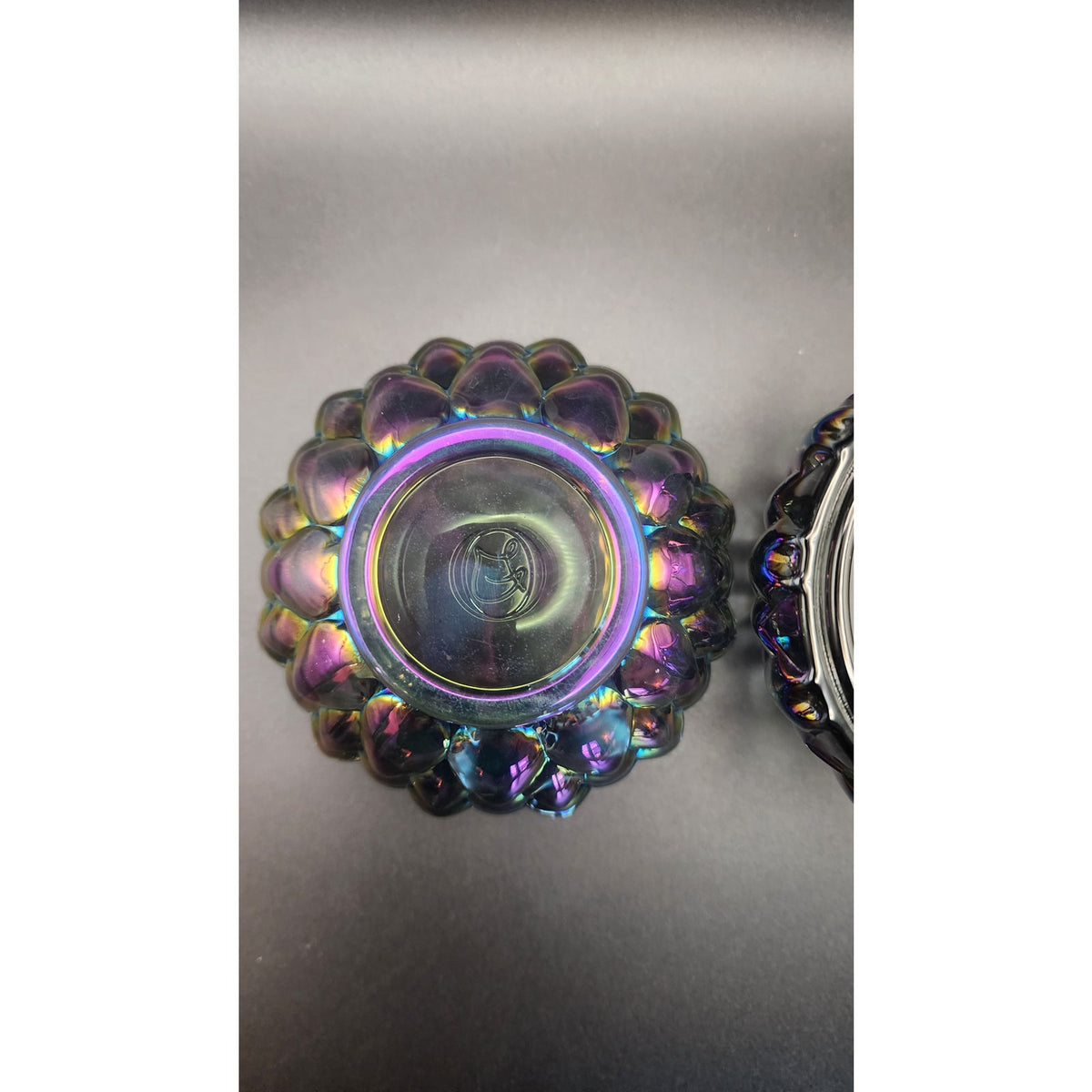 Olsen Glass Design Smoke Element Dragon Egg Fairy Lamp Carnival Iridescent Black