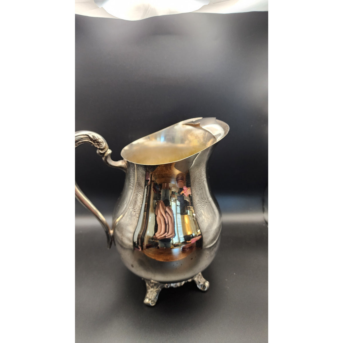 VTG FB Rogers Silver Co Silver Plate Water Pitcher Footed Ice Guard Vintage EUC