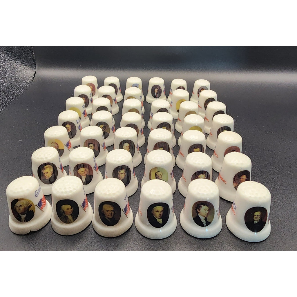 Lot of 41 Vintage Collectible Porcelain Thimbles Featuring US Presidents 1-43