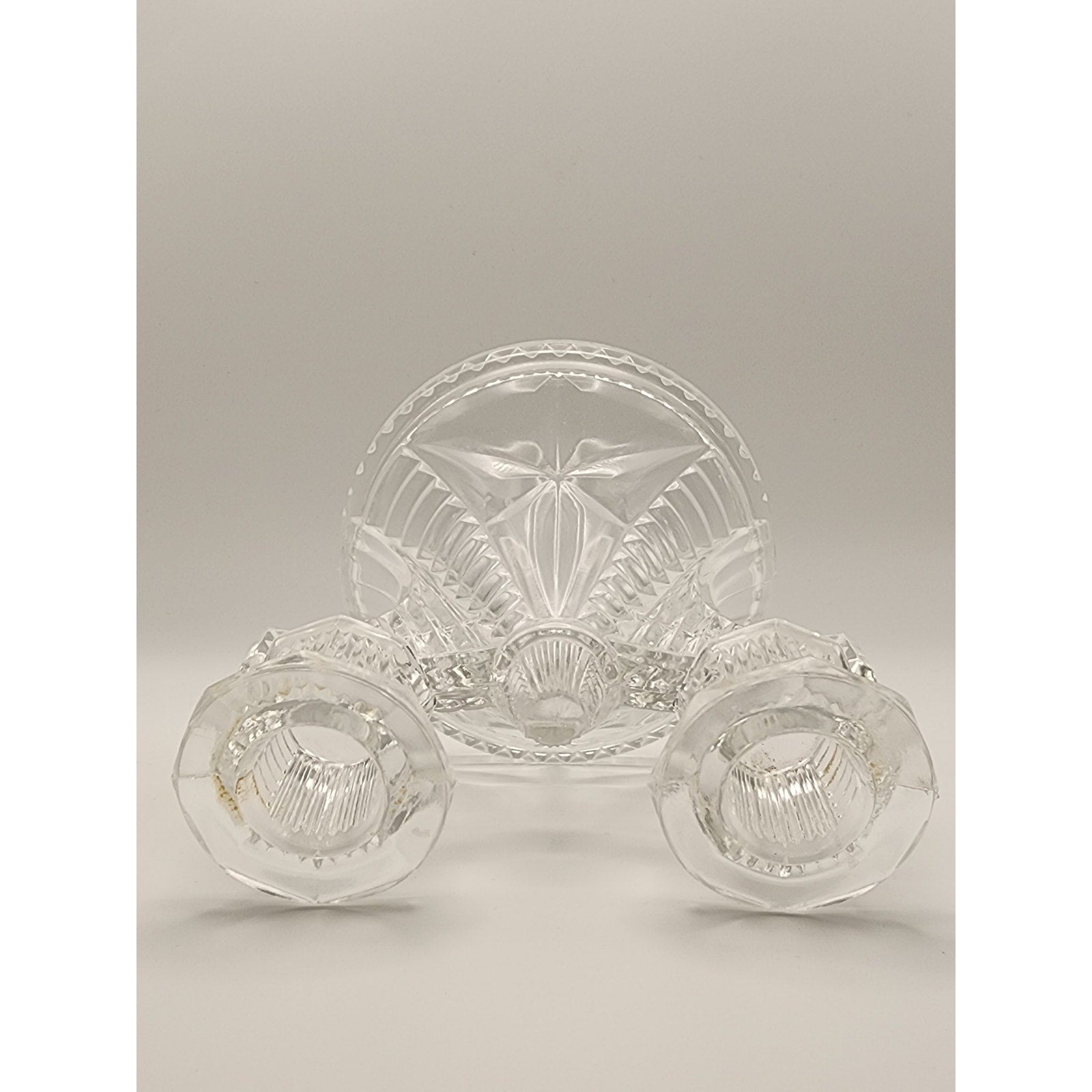 Vintage Federal Glass Wigwam Double Candle Holder Clear Pressed Art Deco 2 Lite