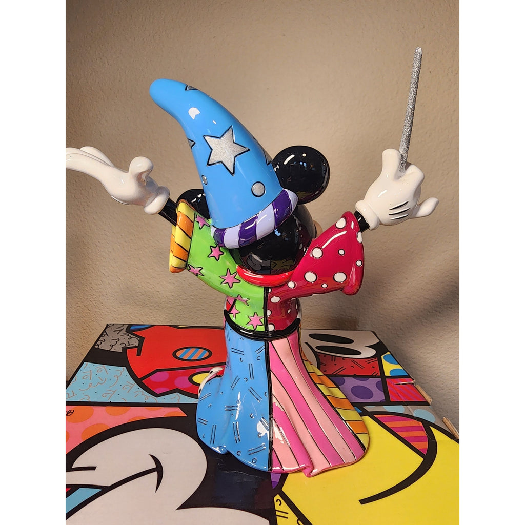 Disney Romero Britto Sorcerer Mickey Mouse Figurine Fantasia Enesco w/ Box 8.75"