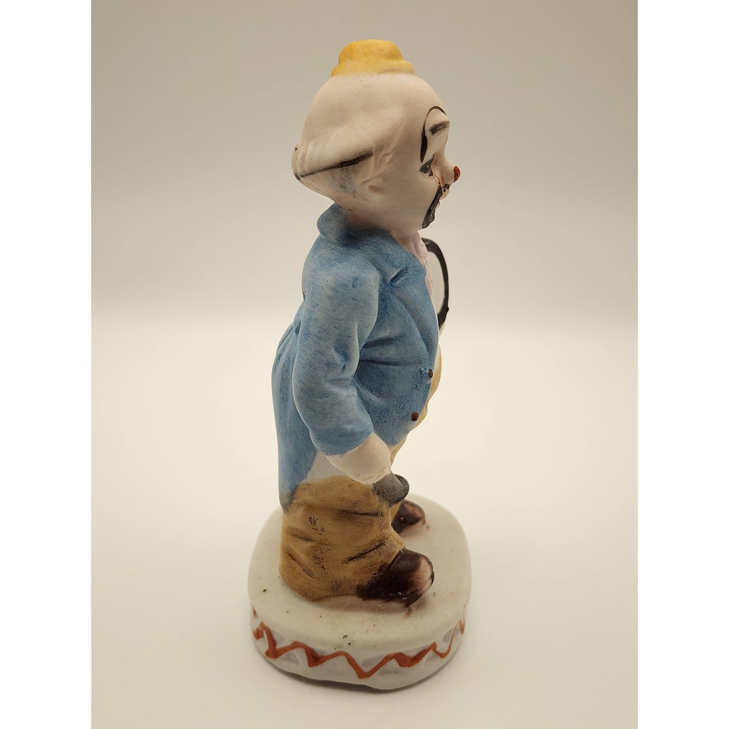 Vintage Porcelain Hobo Clown Figurine Holding a Drum / Stick