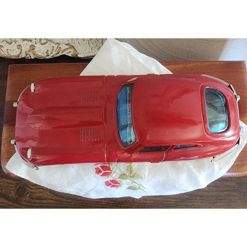 1960s Bandai Tin Friction Jaguar XKE – Red, 7", Vintage Toy Car