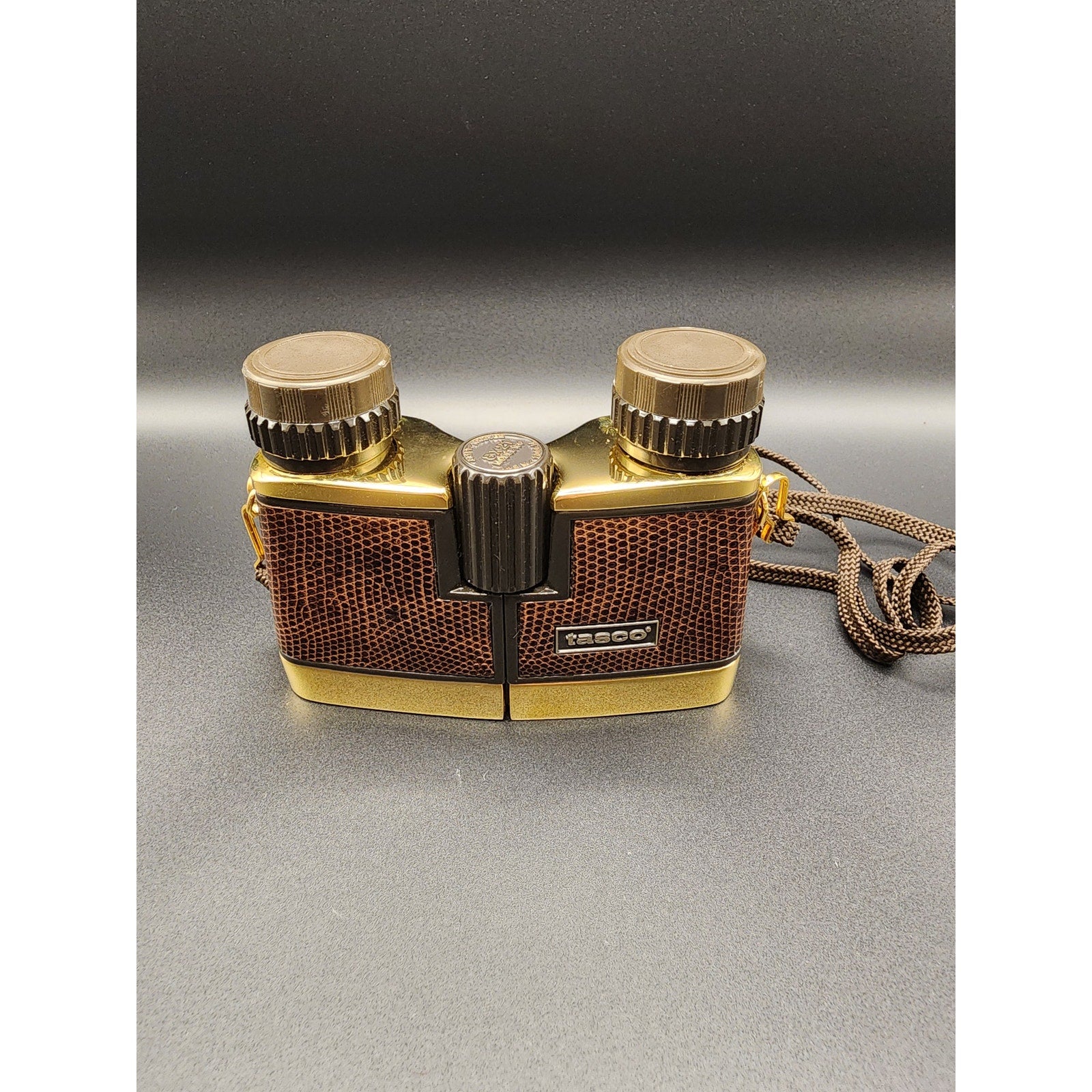 Vintage Tasco Binoculars  24k Gold Plated 1981 w/Box, Insert, Leather Case #180