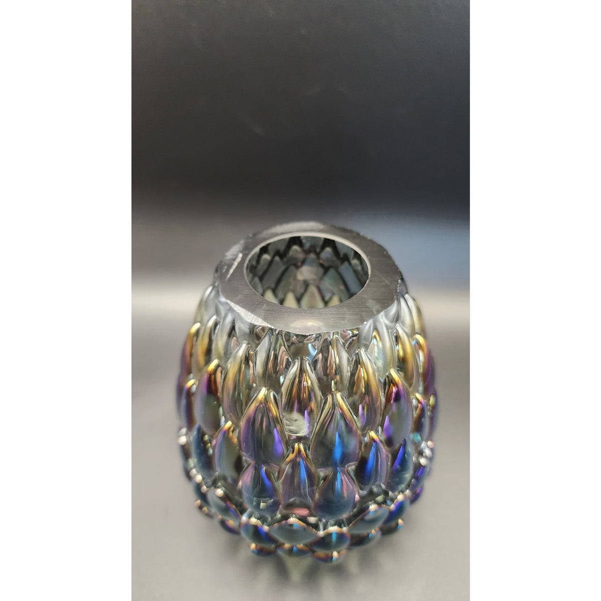 Olsen Glass Design Smoke Element Dragon Egg Fairy Lamp Carnival Iridescent Black