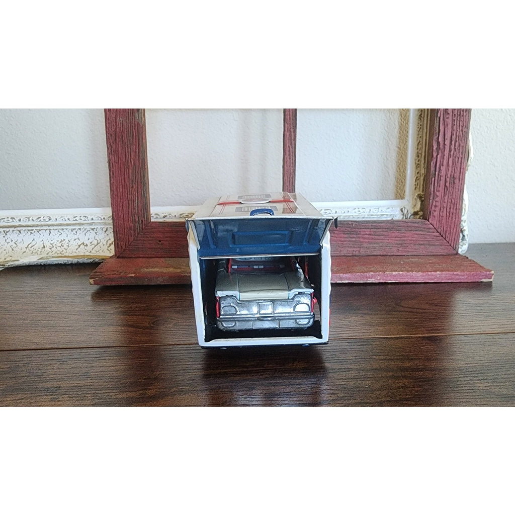 1960s Lithographed Tin Toy Ford Galaxie Car & Camping Trailer Set