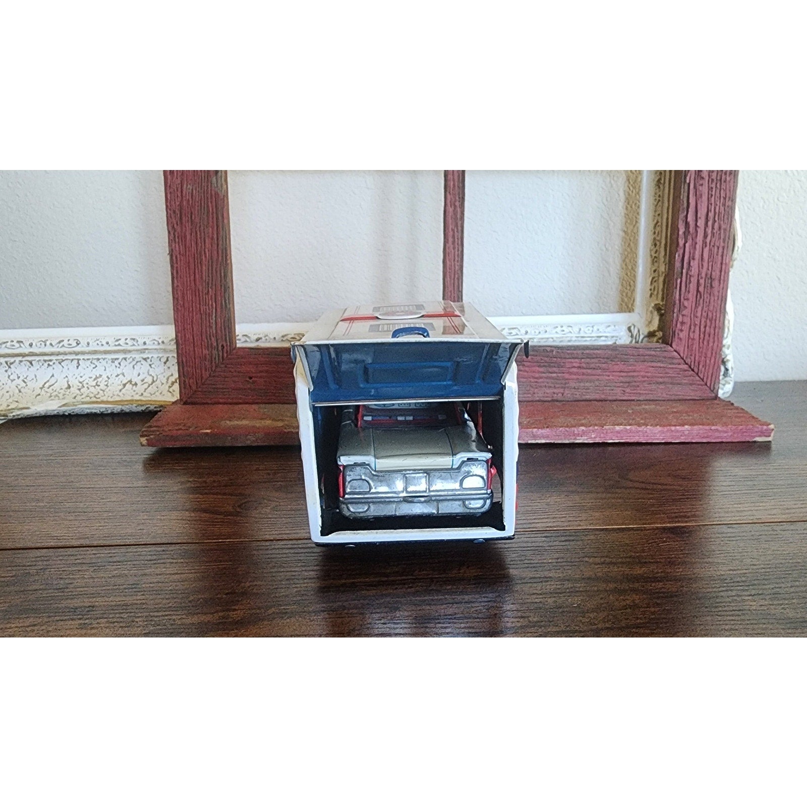 1960s Lithographed Tin Toy Ford Galaxie Car & Camping Trailer Set