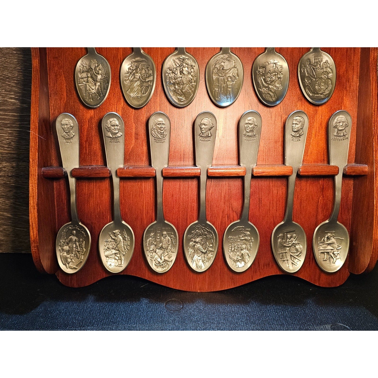 VTG Franklin Mint Founding Fathers Pewter Spoon Collection Complete Set