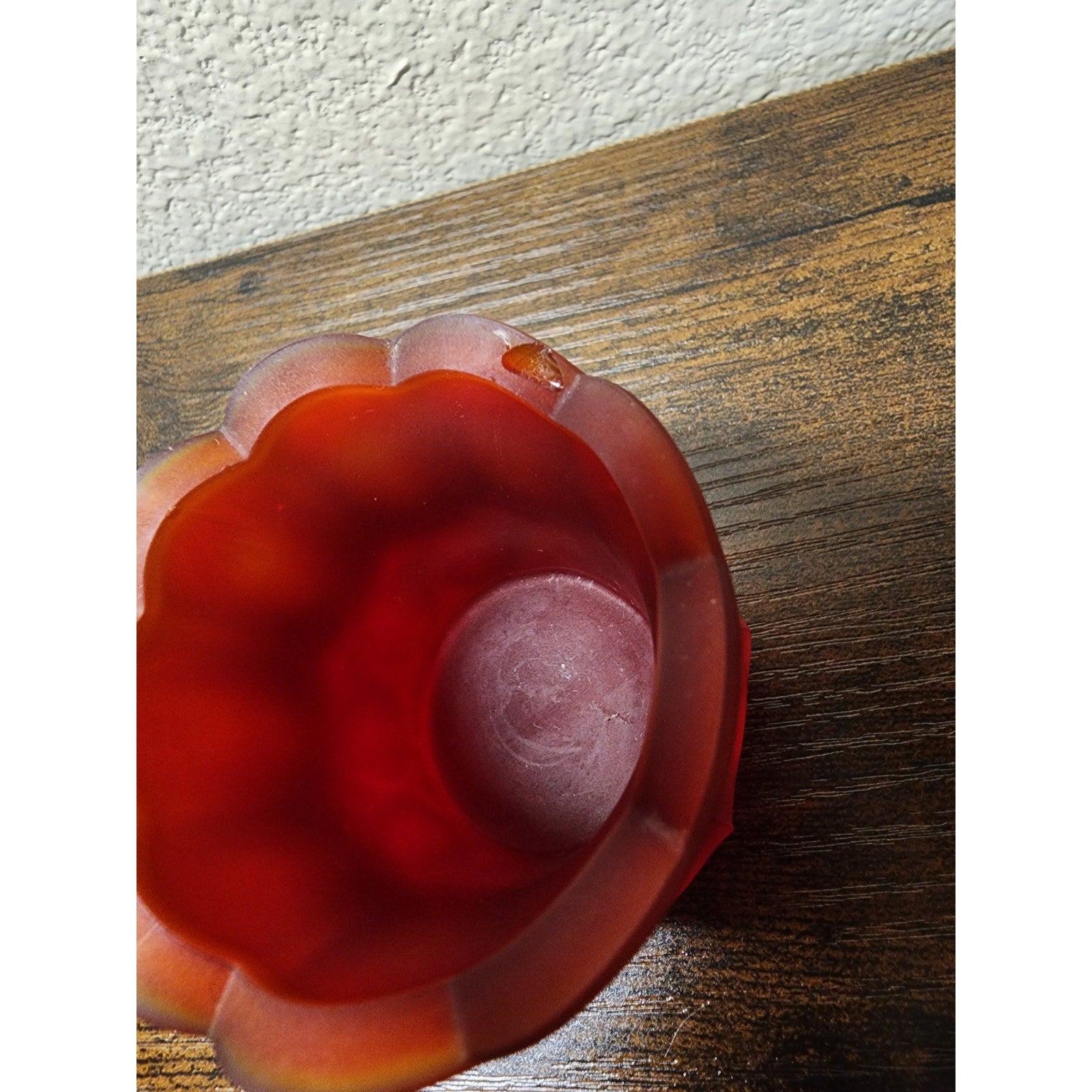 Vintage L. E. Smith Satin Ruby UV Votive / Toothpick Holder - Glows Orange #737