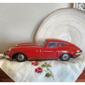 1960s Bandai Tin Friction Jaguar XKE – Red, 7", Vintage Toy Car