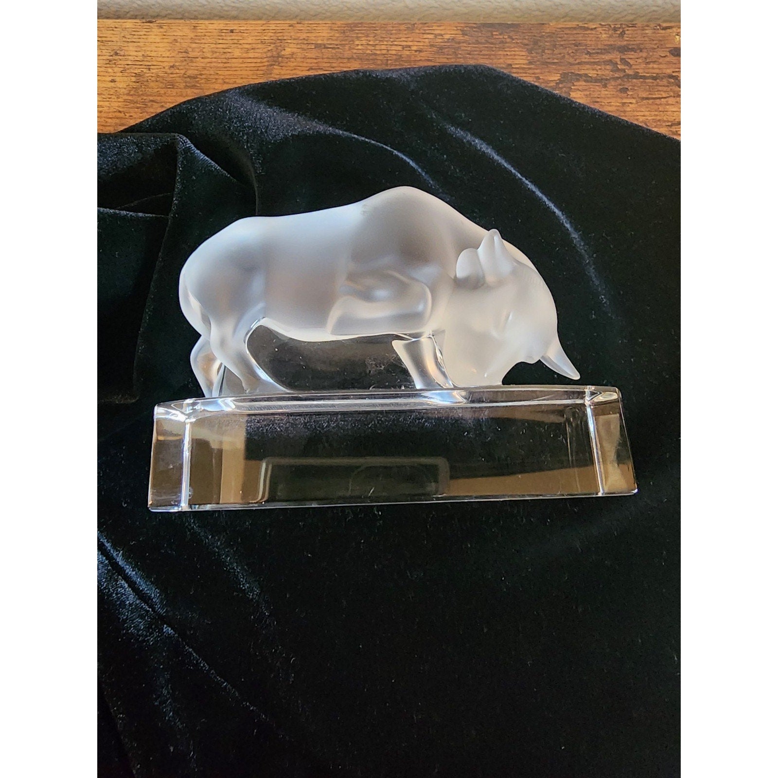 Lalique Crystal Bull Sculpture - French Art Glass Taurus Paperweight Exec Gift