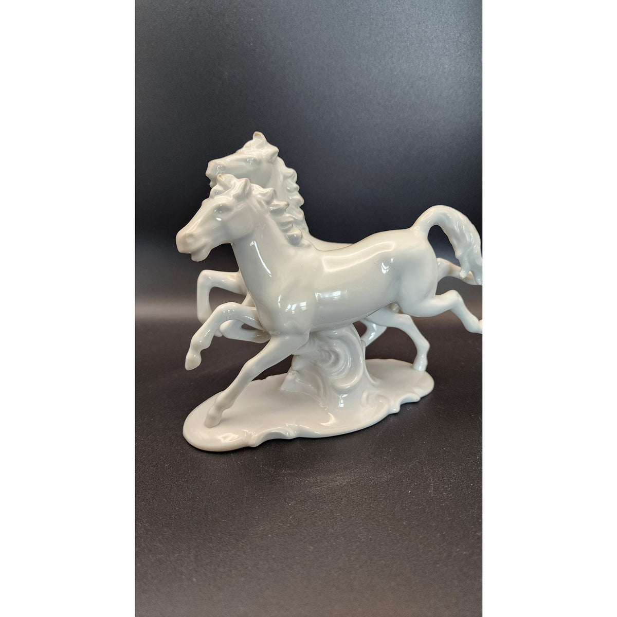 Vintage Wallendorf Kurt Steiner White Porcelain Galloping Horses Figurine 1169