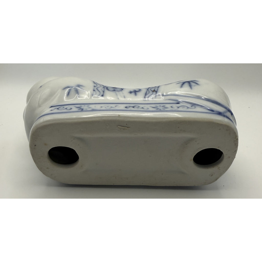 Vintage Chinese Blue and White Porcelain Reclining Buddha Baby Pillow FIgurine
