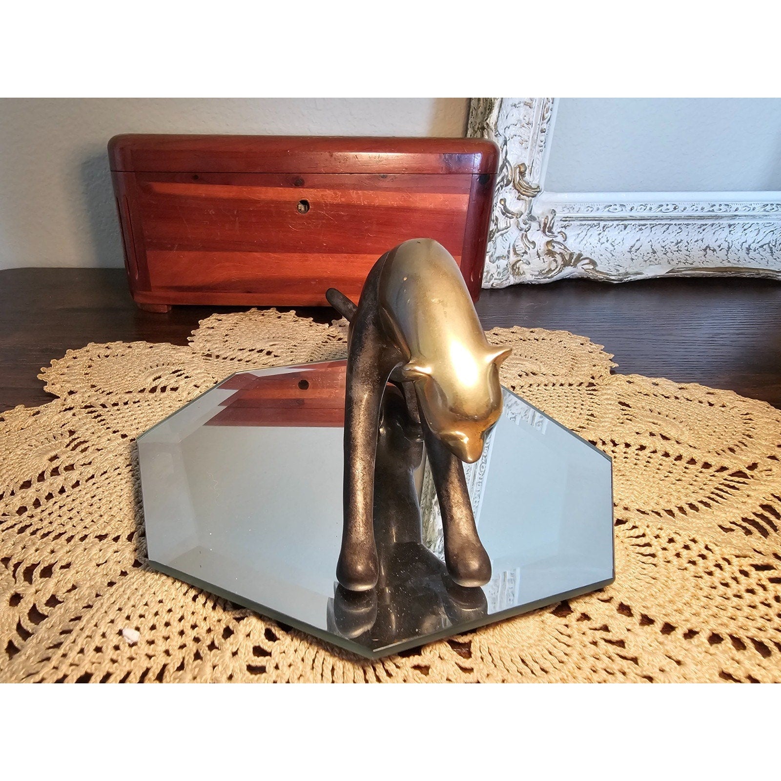 VTG Loet Vanderveen Brass / Bronze Sculpture "Cheetah, Classic Stretching" #380