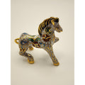 Vintage Miniature White Chinese Cloisonne Enamel Horse  Figurine w/ Gold Accents